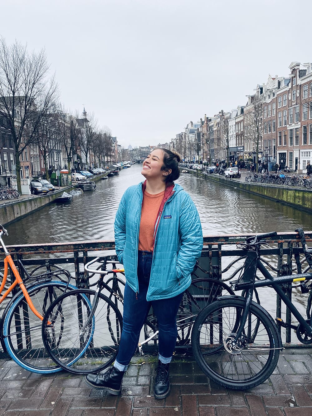 Student relaxing near bikes